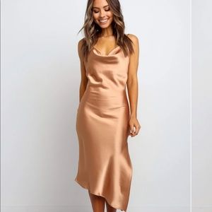 Gold dress silk/satin feel. Cyprus Dress Petal&pup